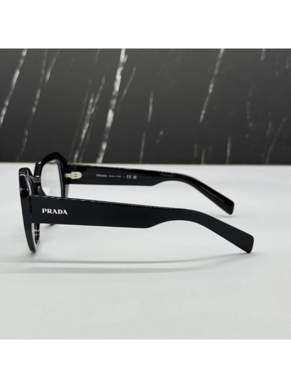 NWT Prada PRA07V 1AB1O1 Women Black Geometric Eyeglasses PR A07V